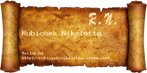 Rubicsek Nikoletta névjegykártya
